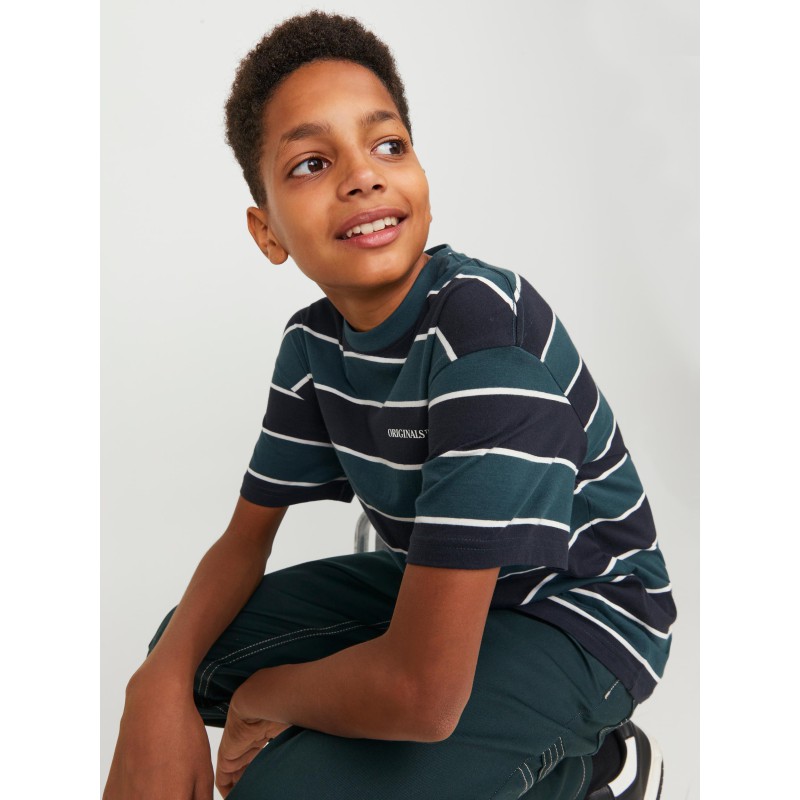 JACK & JONES Junior Hays Stribet T-shirt - Sort