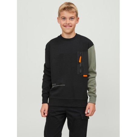 JACK & JONES JUNIOR Jcoactiv3 Block Sweat Crew Neck Os Junior - Agave Green