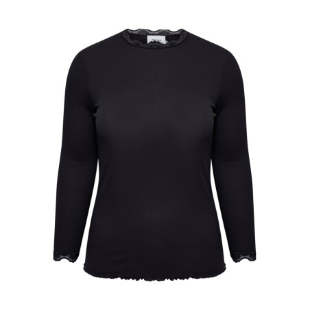 FRANSA PLUS Zamond Langærmet Blonde Bluse - Sort