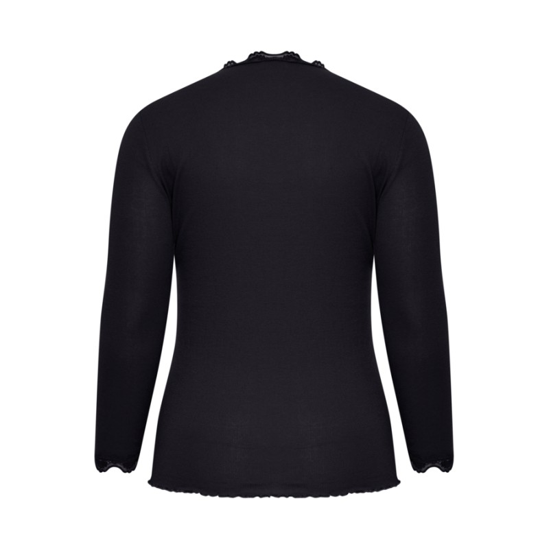 FRANSA PLUS Zamond Langærmet Blonde Bluse - Sort