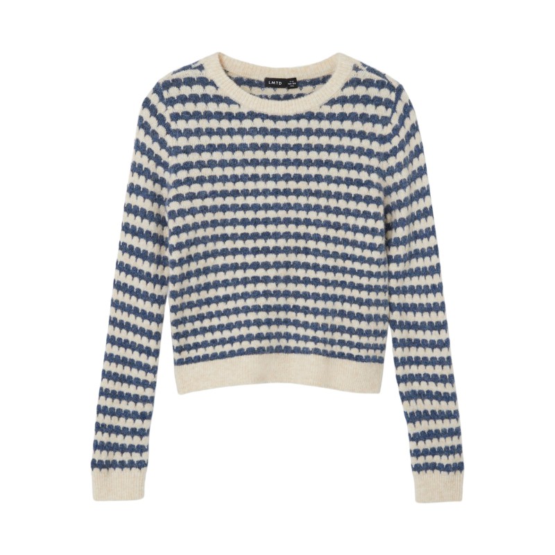 LMTD Nai langærmet kort strik bluse- Ashley Blue