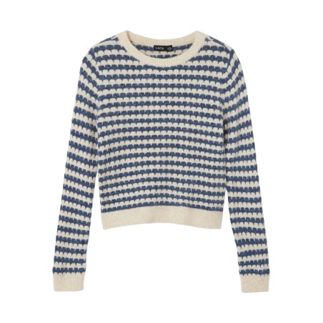 LMTD Nai langærmet kort strik bluse- Ashley Blue