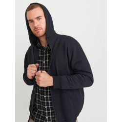 JACK & JONES Plus Bradley Sweat Zip Hood - Sort