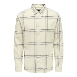 ONLY & SONS Onslars Langærmet Reg Brush Check Shirt - Antique Hvid
