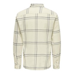 ONLY & SONS Onslars Langærmet Reg Brush Check Shirt - Antique Hvid