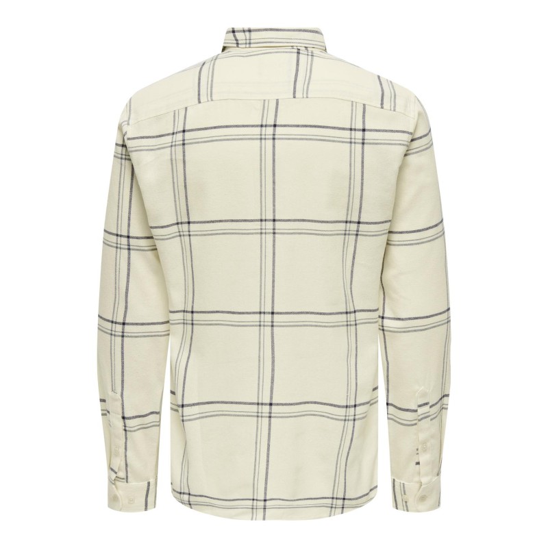 ONLY & SONS Onslars Langærmet Reg Brush Check Shirt - Antique Hvid