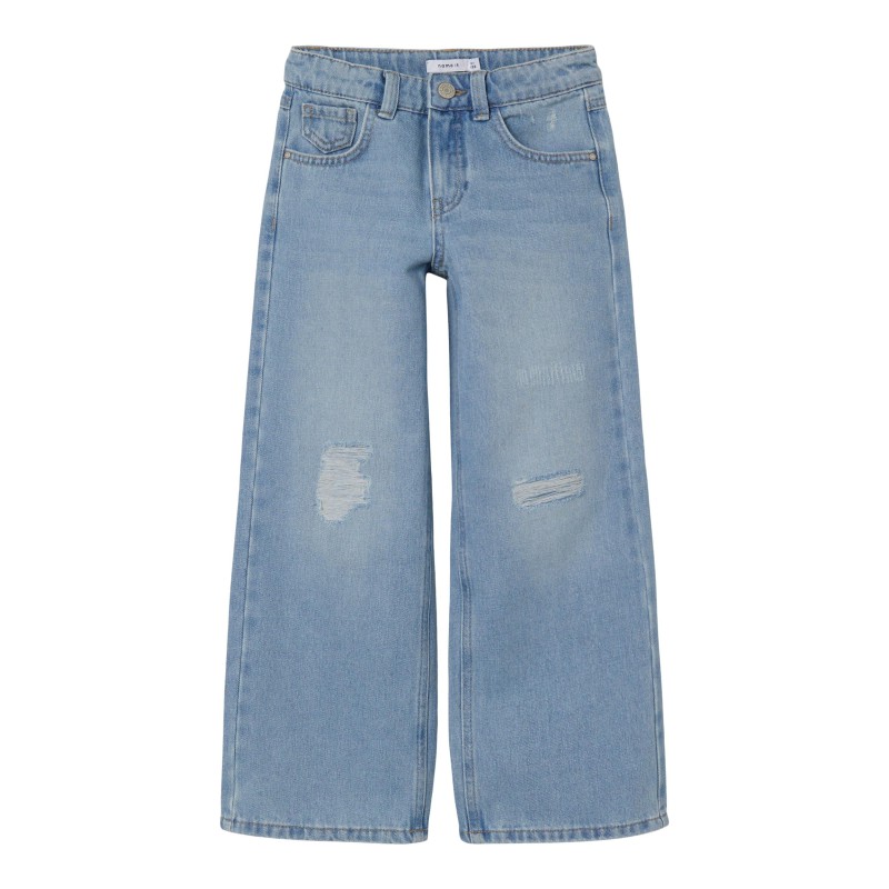 NAME IT Kids Rose Højtaljede Brede Jeans - Light Blue Denim