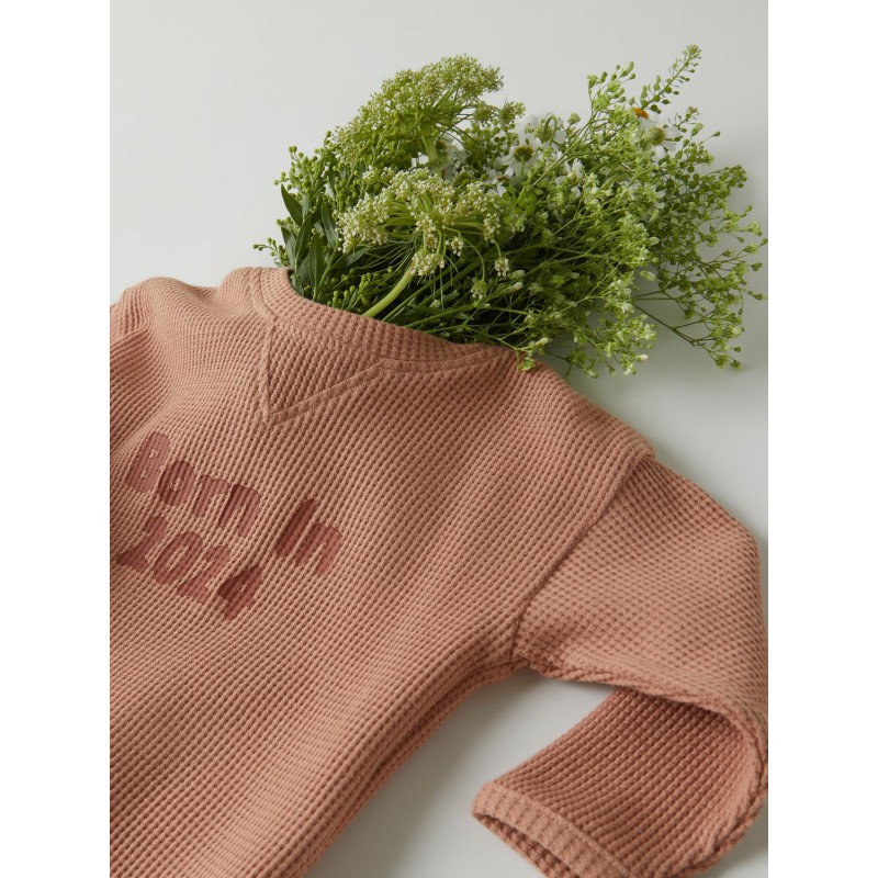 NAME IT Binno Langærmet Boxy Waffel - Cork