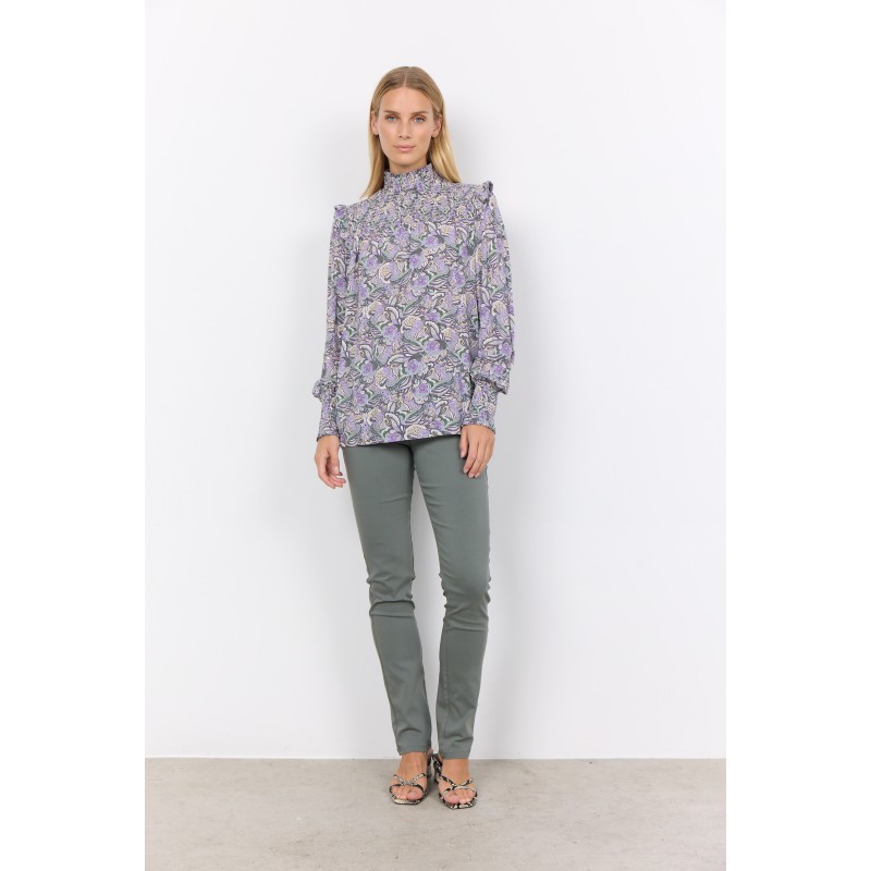 SOYACONCEPT Adine Højhalset Smock Bluse - Lilla Nuancer