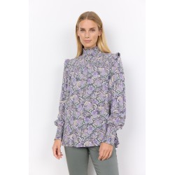 SOYACONCEPT Adine Højhalset Smock Bluse - Lilla Nuancer