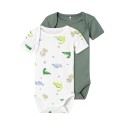 NAME IT Baby/Mini Dino S/S Body 2-Pak - Laurel Wreath