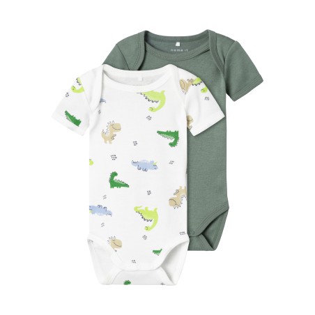 NAME IT Baby/Mini Dino S/S Body 2-Pak - Laurel Wreath
