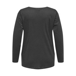 ONLY CARMAKOMA Langærmet Basis V-Top - Dark Grey Melange