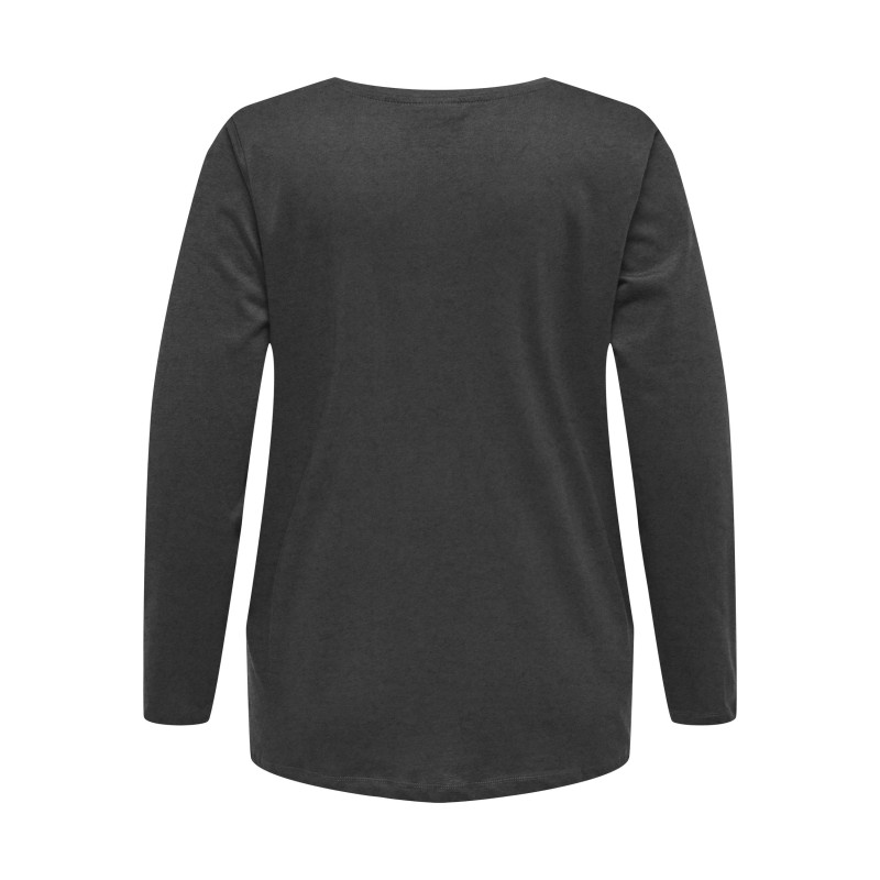 ONLY CARMAKOMA Langærmet Basis V-Top - Dark Grey Melange