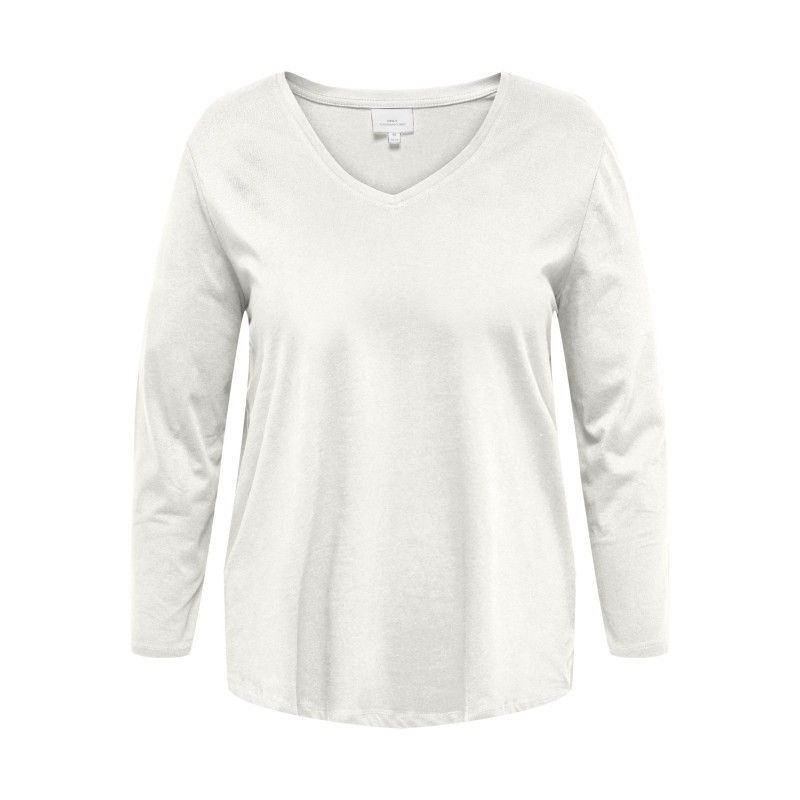 ONLY CARMAKOMA  Langærmet Basis V-Top - Hvid