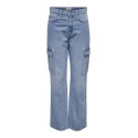 ONLY Riley Højtaljede Cargo Denim Bukser - Light Blue Denim
