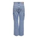 ONLY Riley Højtaljede Cargo Denim Bukser - Light Blue Denim