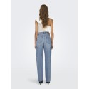 ONLY Riley Højtaljede Cargo Denim Bukser - Light Blue Denim