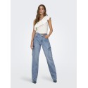 ONLY Riley Højtaljede Cargo Denim Bukser - Light Blue Denim