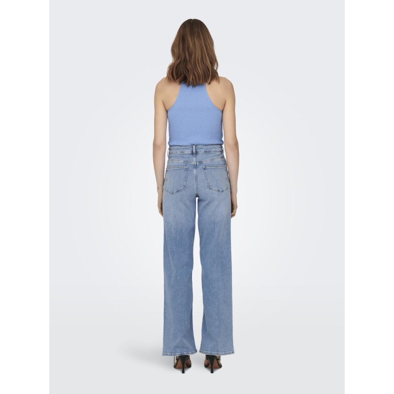 ONLY Madison Blush Højtaljede Wide Denim - Light Blue Denim