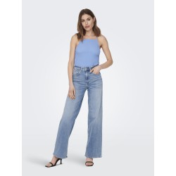 ONLY Madison Blush Højtaljede Wide Denim - Light Blue Denim