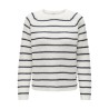 JDY Ellen L/S Raglan Strik Stribet Pullover - Cloud Dancer / Sky Captain