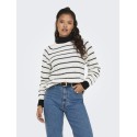 JDY Ellen L/S Raglan Strik Stribet Pullover - Cloud Dancer / Sky Captain