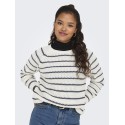 JDY Ellen L/S Raglan Strik Stribet Pullover - Cloud Dancer / Sky Captain