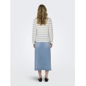 JDY Ellen L/S Ragla Strik Stribet Pullover - Grå/Cloud Dancer