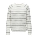 JDY Ellen L/S Ragla Strik Stribet Pullover - Grå/Cloud Dancer