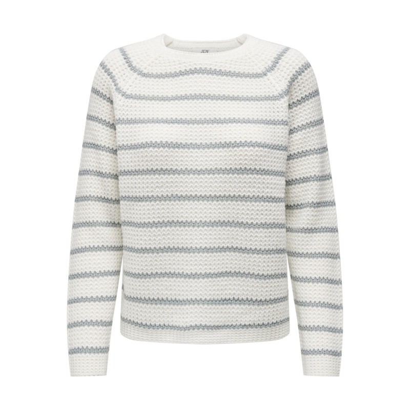 JDY Ellen L/S Ragla Strik Stribet Pullover - Grå/Cloud Dancer