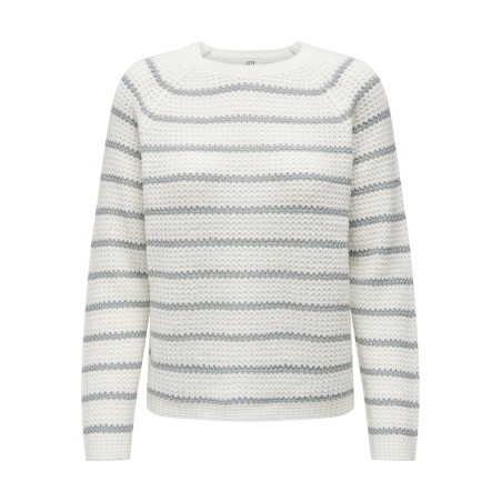 JDY Ellen L/S Ragla Strik Stribet Pullover - Grå/Cloud Dancer