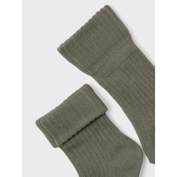 NAME IT Baby Nobbu Rib Strik Sokker - Dusty Olive