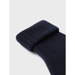 NAME IT Baby Nobbu Rib Strik Sokker - Dark Sapphire