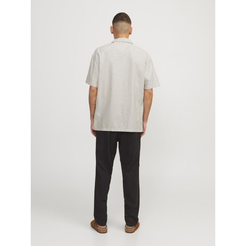 JACK & JONES Esummer Resort Linen Blend Shirt Kortærmet Sn - Crockery