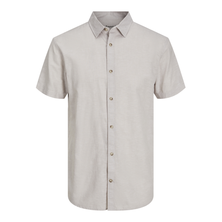JACK & JONES Esummer Linen Blend Shirt Kortærmet Sn - Crockery