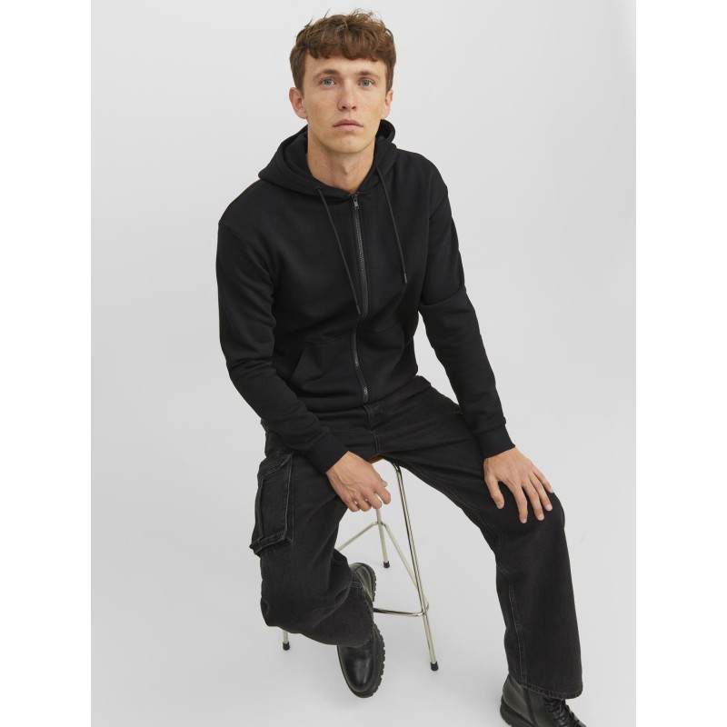JACK & JONES Ebradley Sweat Zip Hood - Sort