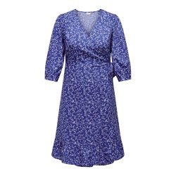 ONLY CARMAKOMA Livia 3/4 Wrap Midi Kjole Vævet - Dazzling Blue