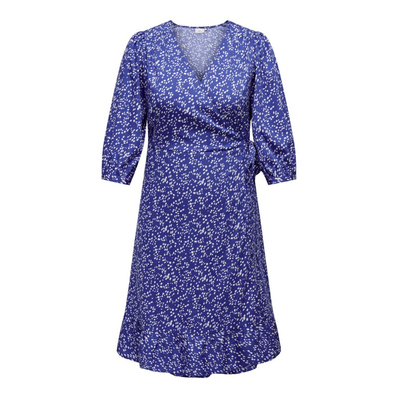 ONLY CARMAKOMA Livia 3/4 Wrap Midi Kjole Vævet - Dazzling Blue