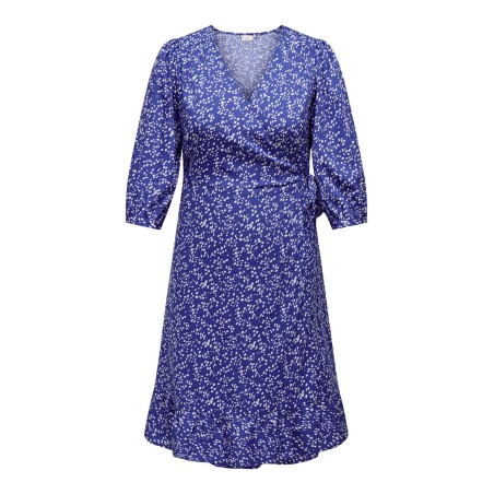 ONLY CARMAKOMA Livia 3/4 Wrap Midi Kjole Vævet - Dazzling Blue