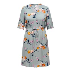 ONLY CARMAKOMA Nova Life 3/4 V-Neck Blk Kjole - Chinois Green