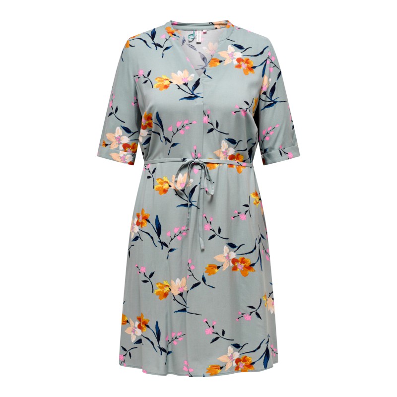 ONLY CARMAKOMA Nova Life 3/4 V-Neck Blk Kjole - Chinois Green