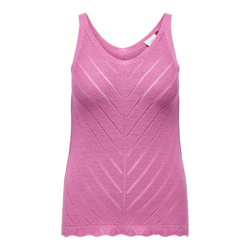 ONLY CARMAKOMA Roselia Sl Structure V-Neck Top Knt - Strawberry Moon