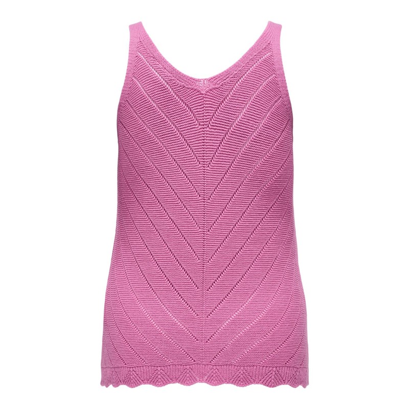 ONLY CARMAKOMA Roselia Sl Structure V-Neck Top Knt - Strawberry Moon