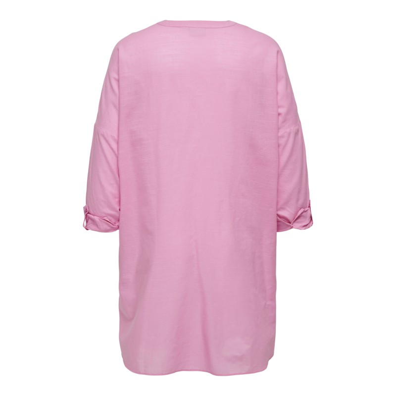 ONLY CARMAKOMA Apeldoorn Solid V-Neck Langærmet Shirt Vævet - Begonia Pink