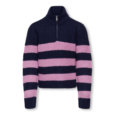 KIDS ONLY Newbella Nicoya Langærmet Zip Pullover Knt - Maritime Blue