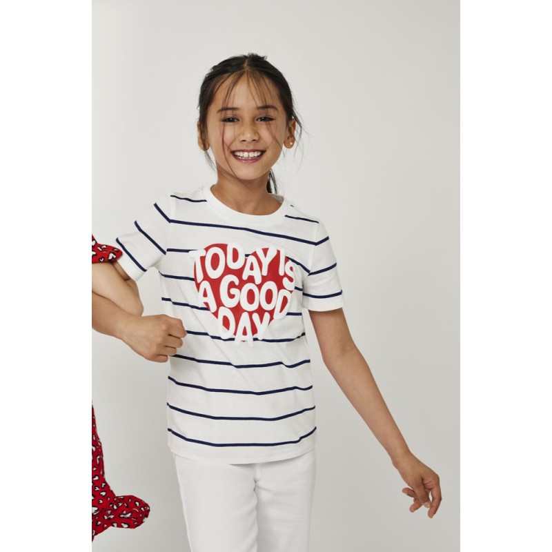 KIDS ONLY Senna S/S Heart Top Box Jrs - Cloud Dancer
