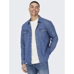 ONLY & SONS Bane Denim Skjorte - Medium Blue Denim