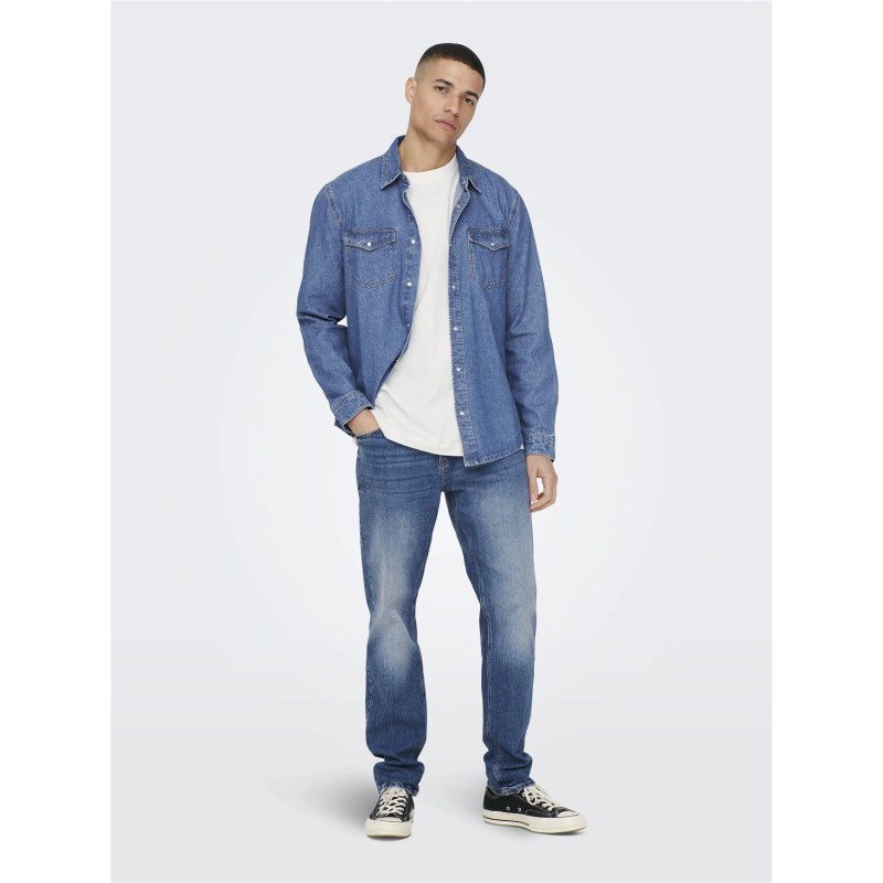 ONLY & SONS Bane Denim Skjorte - Medium Blue Denim