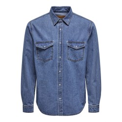 ONLY & SONS Bane Denim Skjorte - Medium Blue Denim